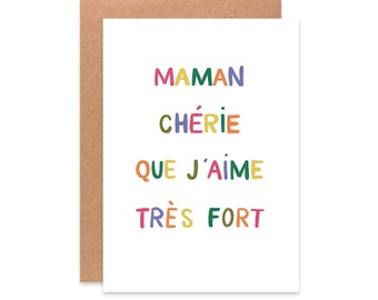 Carte maman chérie que j'aime très fort