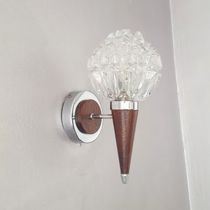 Vintage 60er Jahre Wand licht Teak Holz mit Chrom