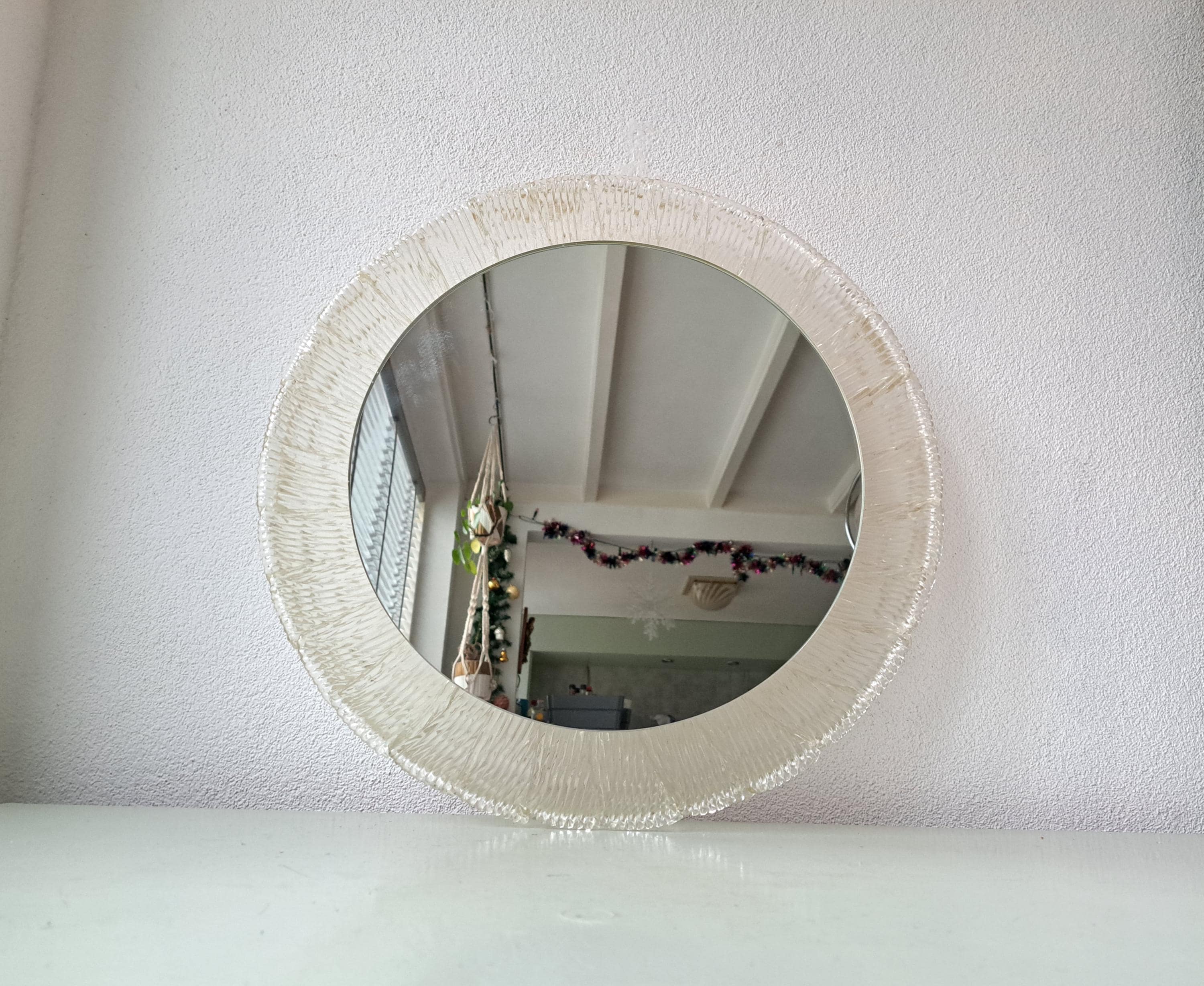 Miroir Design Rond Vintage Avec Lumière, Hillebrand Lighting, 1970