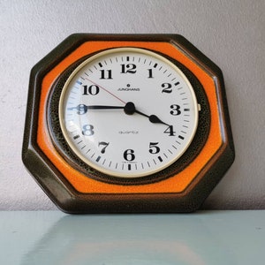 Vintage ceramic wall clock Junghans Germany, 1970s image 4