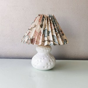 Vintage Danish ceramic table lamp with fabric pleated shade, 80s