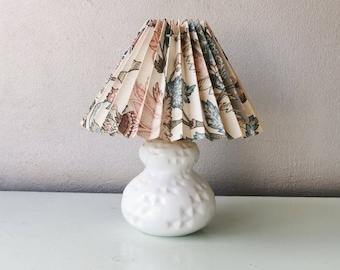 Vintage Danish ceramic table lamp with fabric pleated shade, 80s