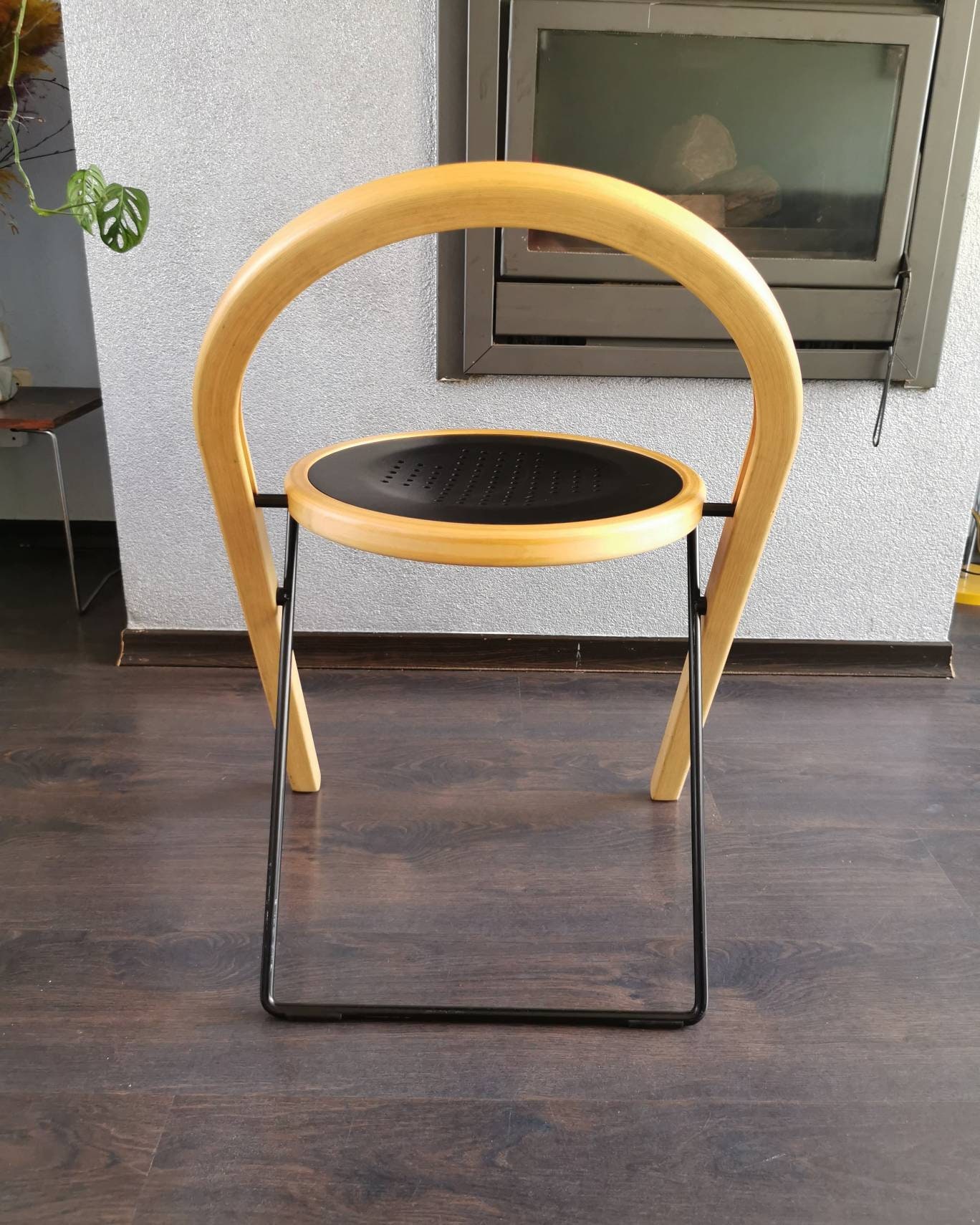 Silla plegable de madera de diseño italiano década de 1980 | Etsy
