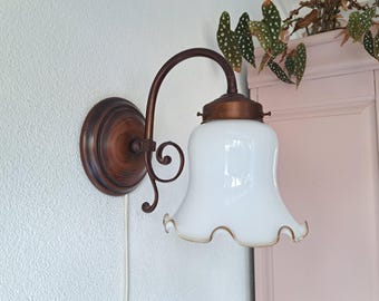 Very nice vintage wall lamp with glass shade, 70s