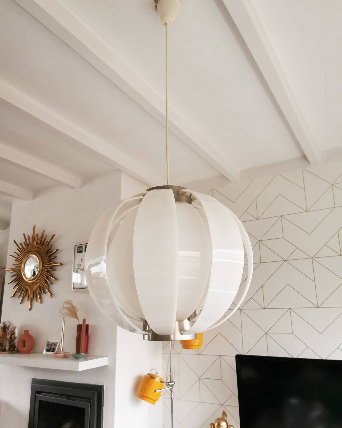Vintage Large moon Pendant Light White 