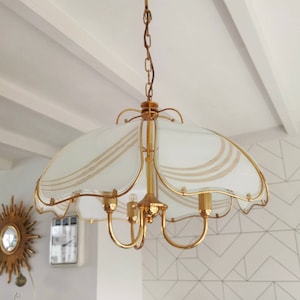 Beautiful vintage pendant lamp Hollywood Regency style, 80s