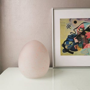 Vintage pink glass table lamp egg-shaped, 80s