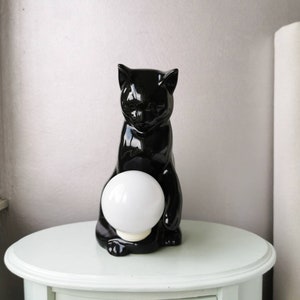 Lampe en céramique chat - Vintage - Brocante en ligne