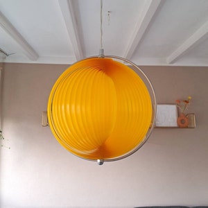 Very nice yellow vintage Prisma Leuchten &quot;moon&quot; pendant lamp, 80s
