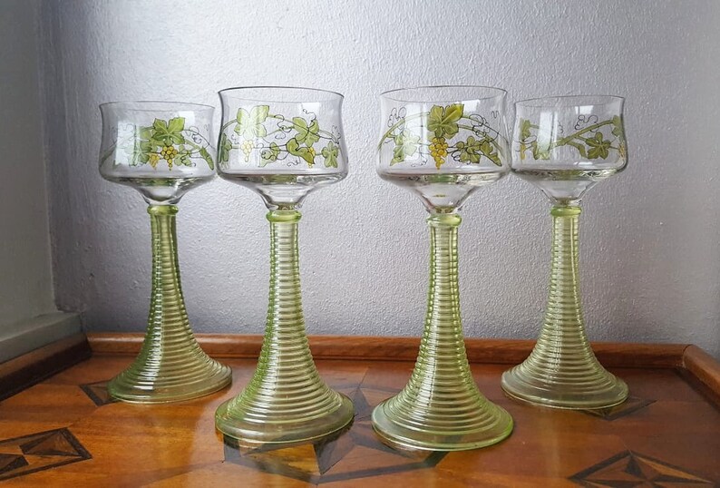 Set of 4 White Wine Glasses Made in Germany in the Years 60 Etsy