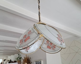 Beautiful vintage pendant lamp Hollywood Regency style, 80s