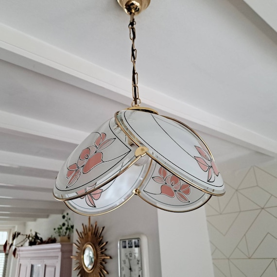 Beautiful Vintage Pendant Lamp Hollywood Regency Style, 80s