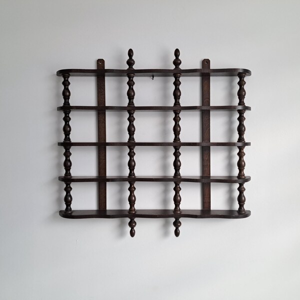 Vintage wooden wall shelf, 1970s