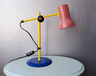 80s metal desk lamp, Memphis style