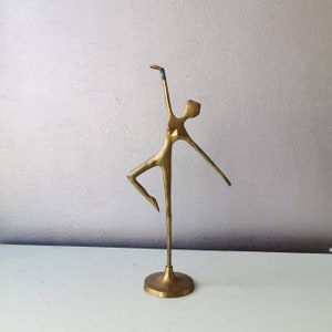 Vintage brass statue, dancing woman, 80s