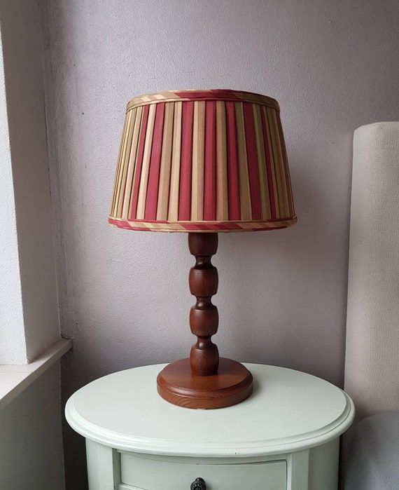 Vintage Wooden Table Lamp With Fabric Pleated Hood Years 70 Singapore Vintage Wooden Table Lamp With Fabric, Vintage Wooden Table Lamp Shades Uk