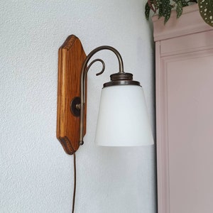 Very nice vintage wall lamp with glass shade, 1970s