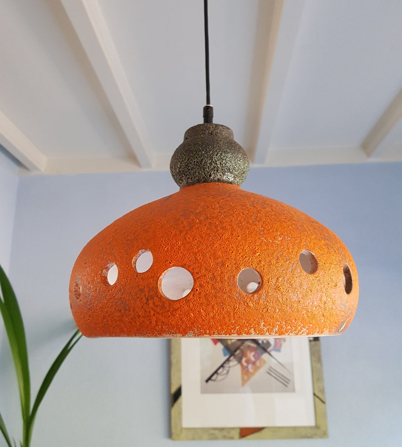 Years 60 Ceramic Pendant Lamp West Germany
