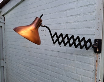Vintage Danish metal scissor lamp, 1970s