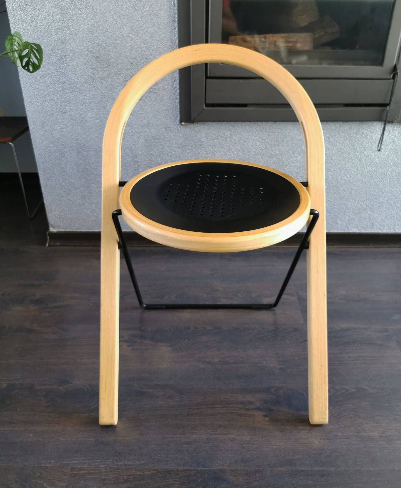 Silla plegable de madera de diseño italiano década de 1980 | Etsy