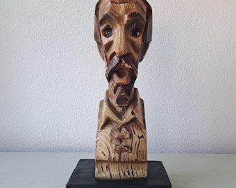 Beautiful vintage wooden statue Abraham Lincoln, 1970s
