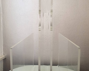 Vintage transparent plexiglass magazine rack / reading tray, 80s