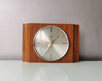 Vintage teak wooden clock Junghans Resonic, 70s