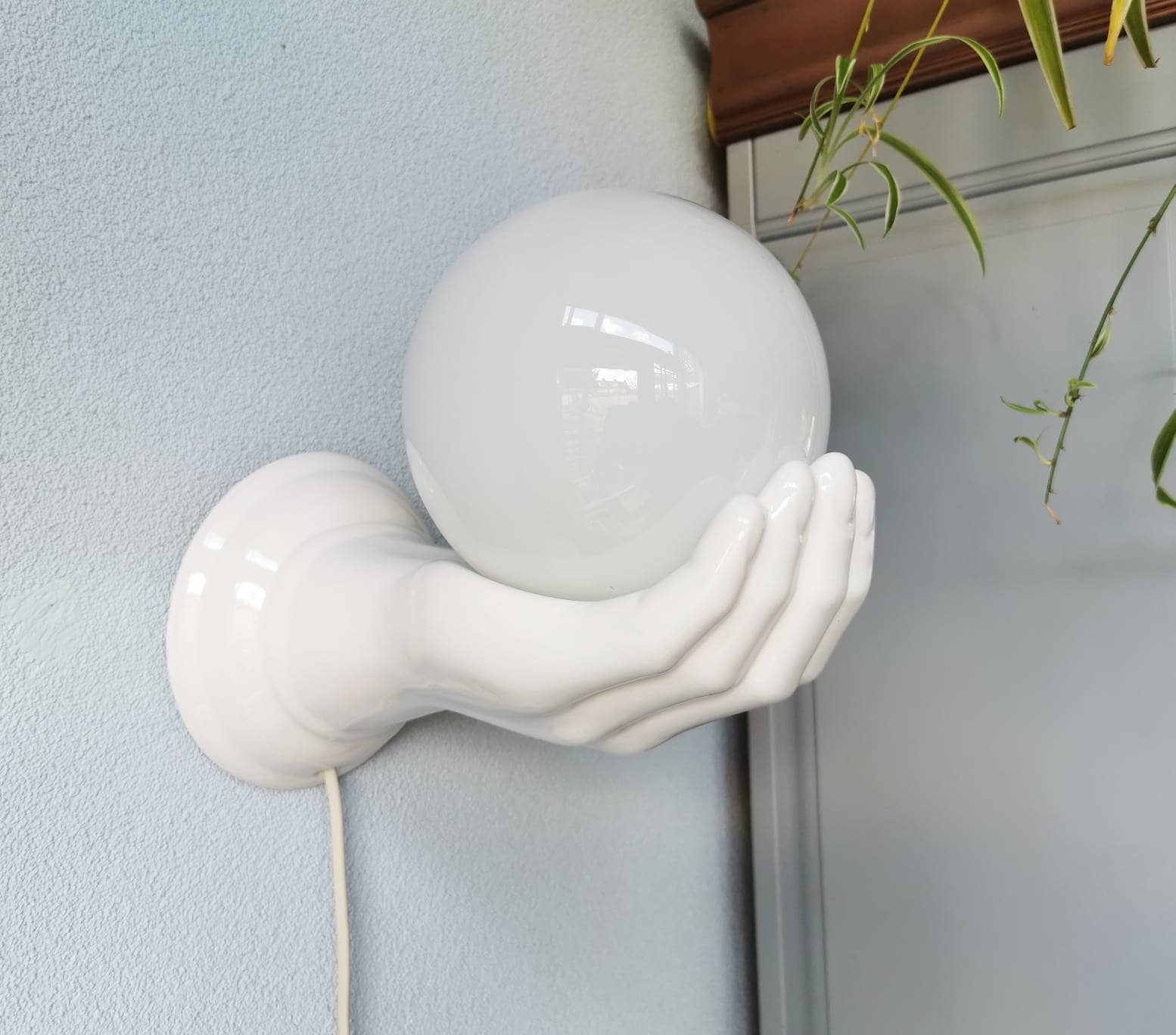 Vintage Large XL Design Ceramic Wall Lamp in the Shape of a Hand