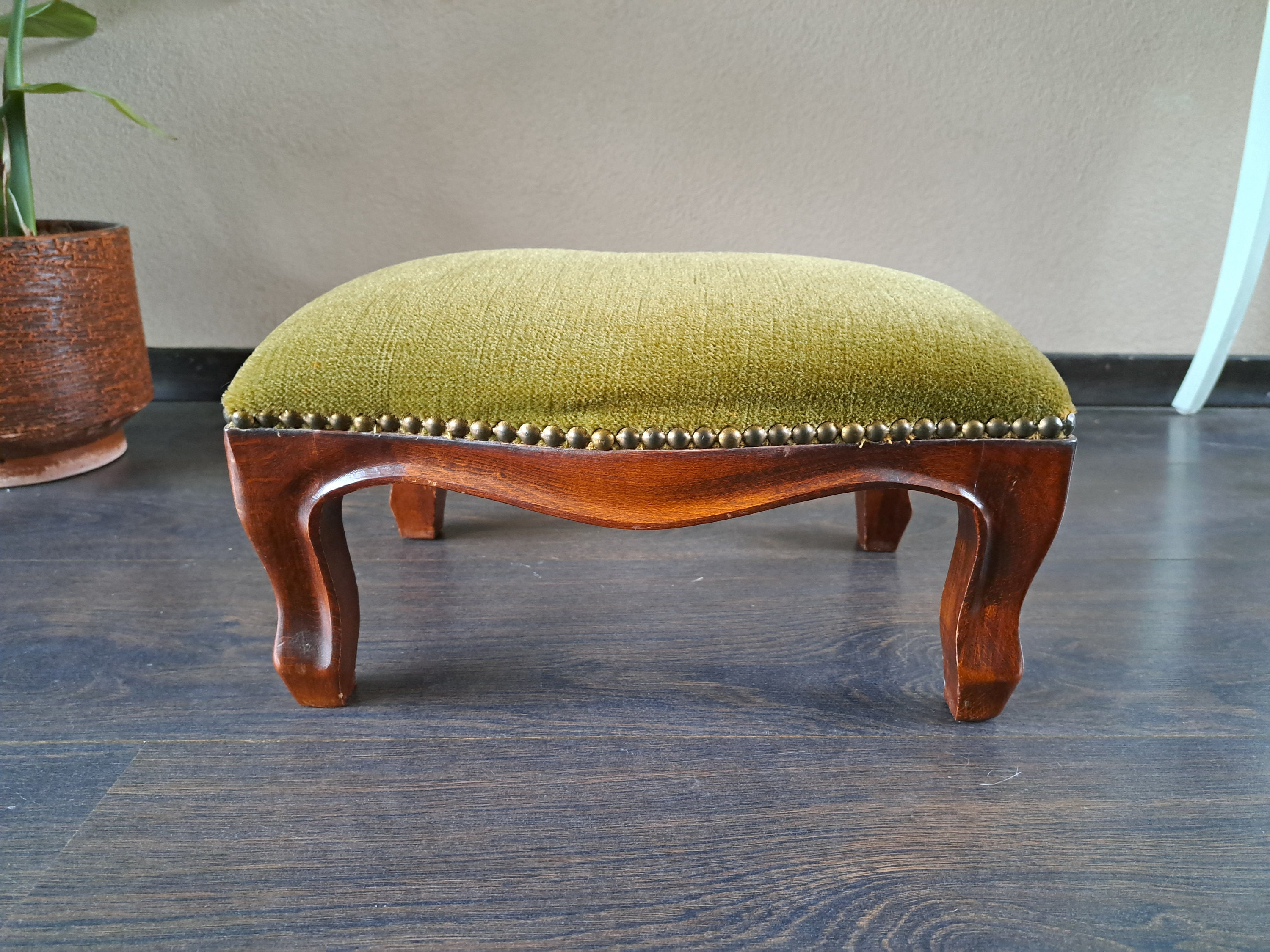 Beautiful Wooden Footstool With Fabric Upholstery From the Beautiful Wooden Footstool With Fabric Upholstery From the