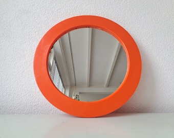 Vintage Danish orange mirror, 1970s