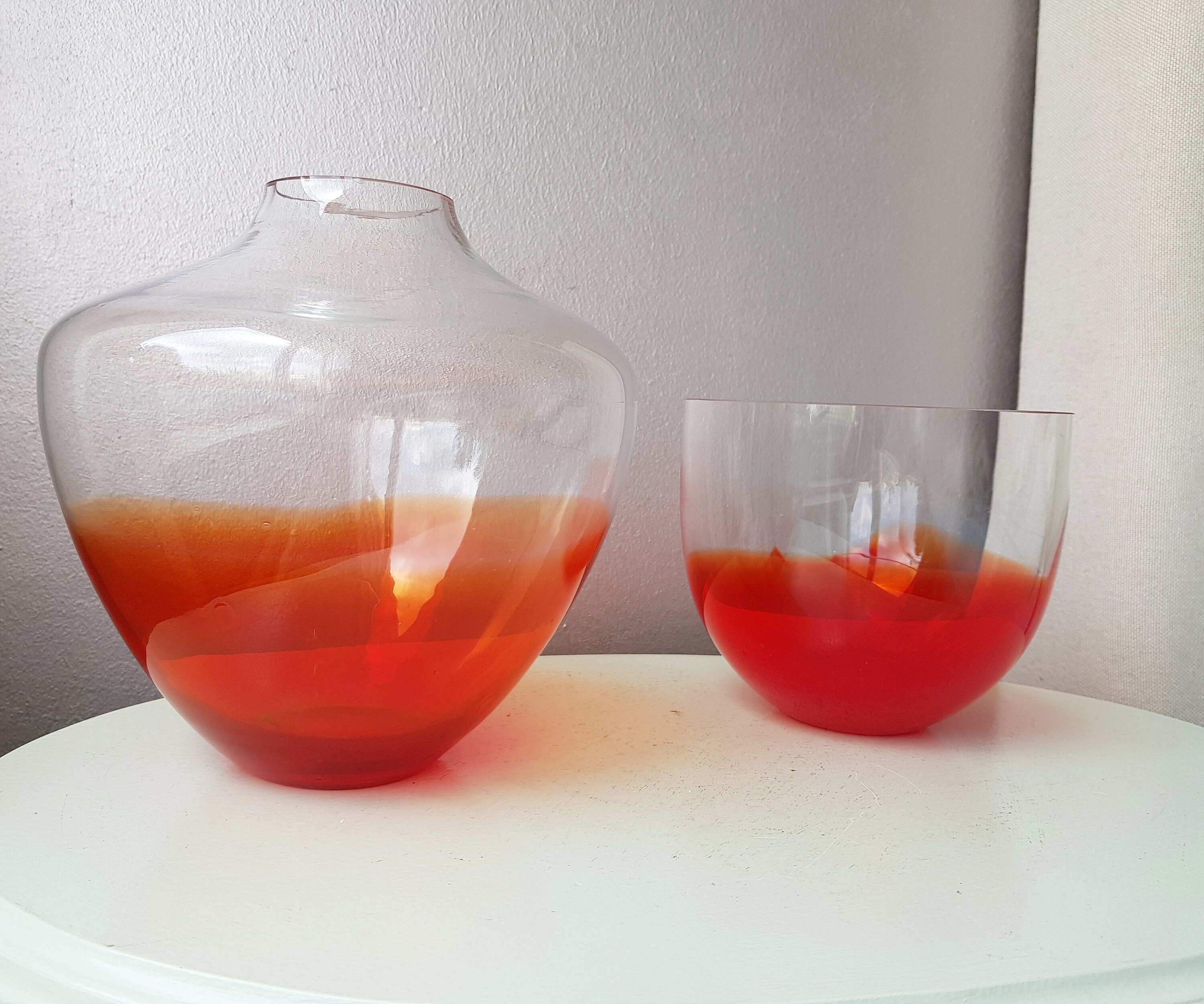 Coffret de 2 Vase et Bol Par Glasfabriek Leerdam/Pays-Bas Années 70