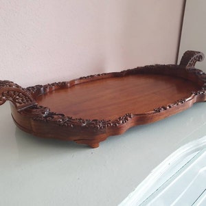 Vintage processed wooden tray, 1970s