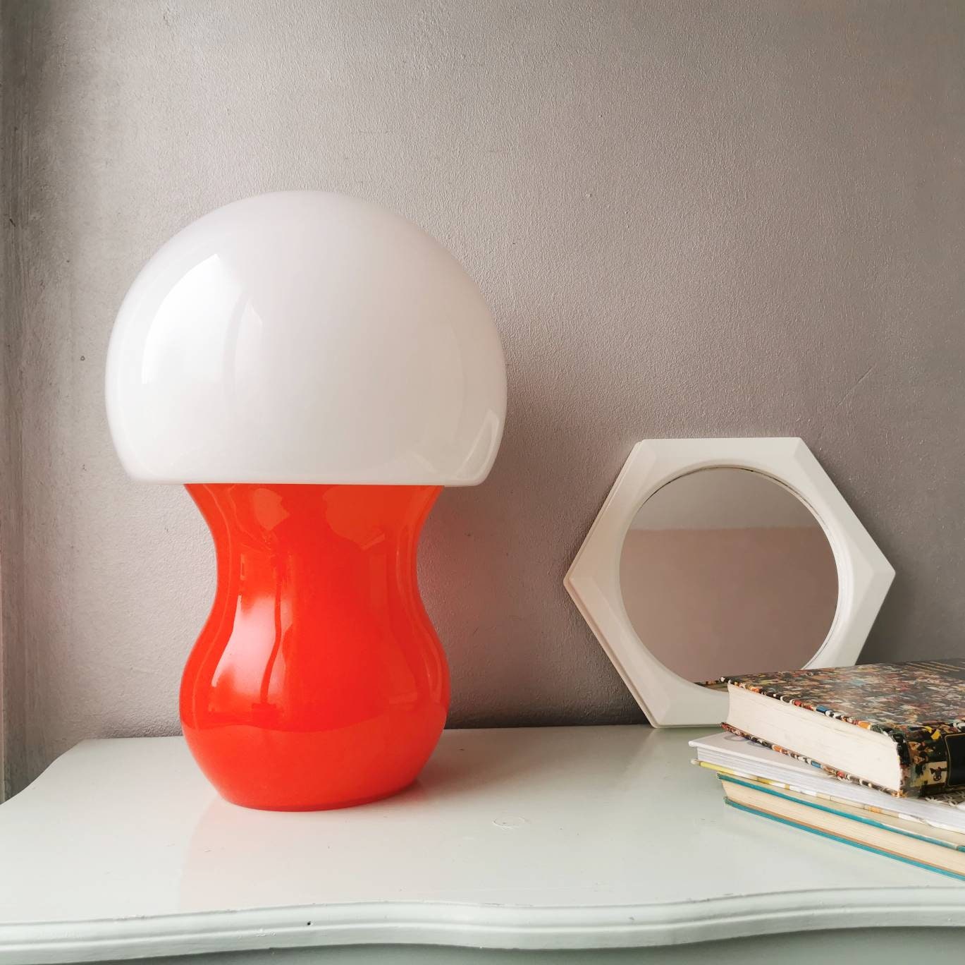 Fantastique Belle Grande Lampe Unique de Champignon Verre, Années 70