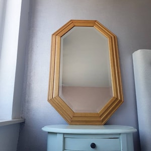 Wooden mirror in natural oak, 1980s