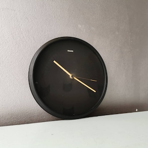 Horloge murale Philips minimaliste, Allemagne de l’Ouest des années 1980
