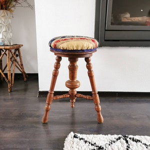 Nice vintage wooden studio stool, 50s