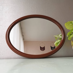 Vintage plastic oval brown mirror Tiger, 80s