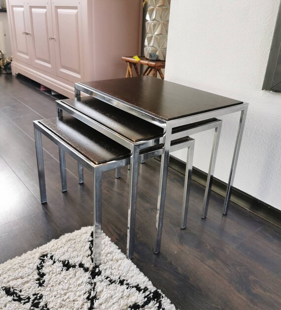 Beautiful Vintage Nesting Tables Side Tables set of 3 80s Etsy