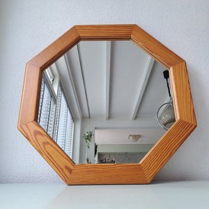 Miroir en bois de chêne naturel, années 1980