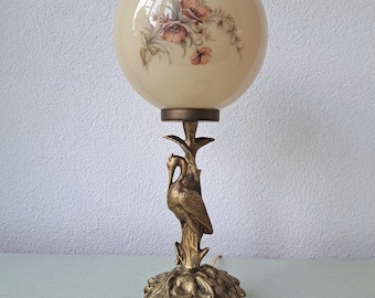 Schöne französische Tischlampe mit Glaskugel, 1970er Jahre