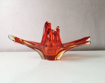 Vintage mouth blown glass Murano bowl, 70s