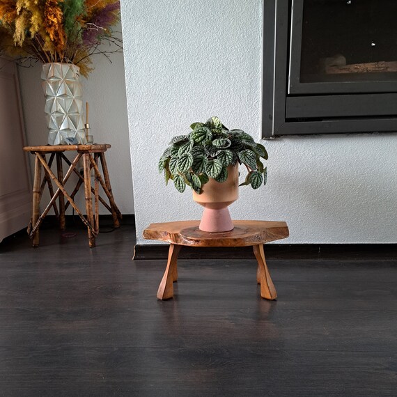 1970s アメリカ製 ヴィンテージ 木製×ガラス サイドテーブル 正方形