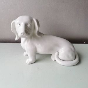 Vintage Italian ceramic statue dog dachshund, 80s