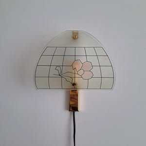 Beautiful vintage glass wall lamp, 80s