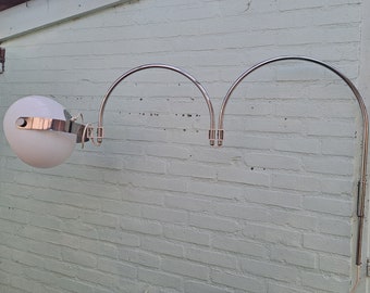 Vintage large metal wall lamp Dijkstra double arc, 1970s