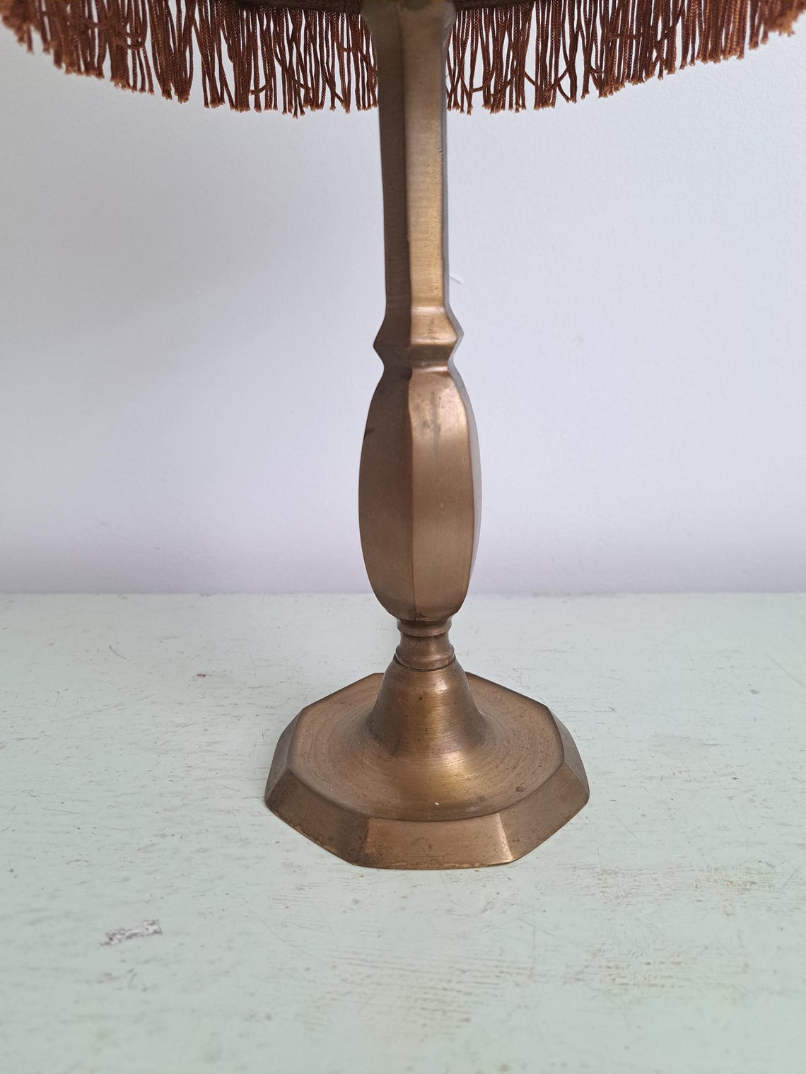 Mooie vintage tafellamp met kap met franje, jaren 70, foto 3 di 5