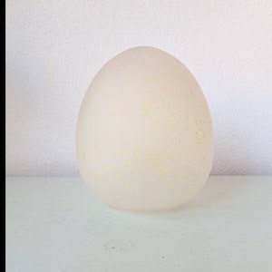 Vintage yellow glass table lamp egg-shaped, 80s