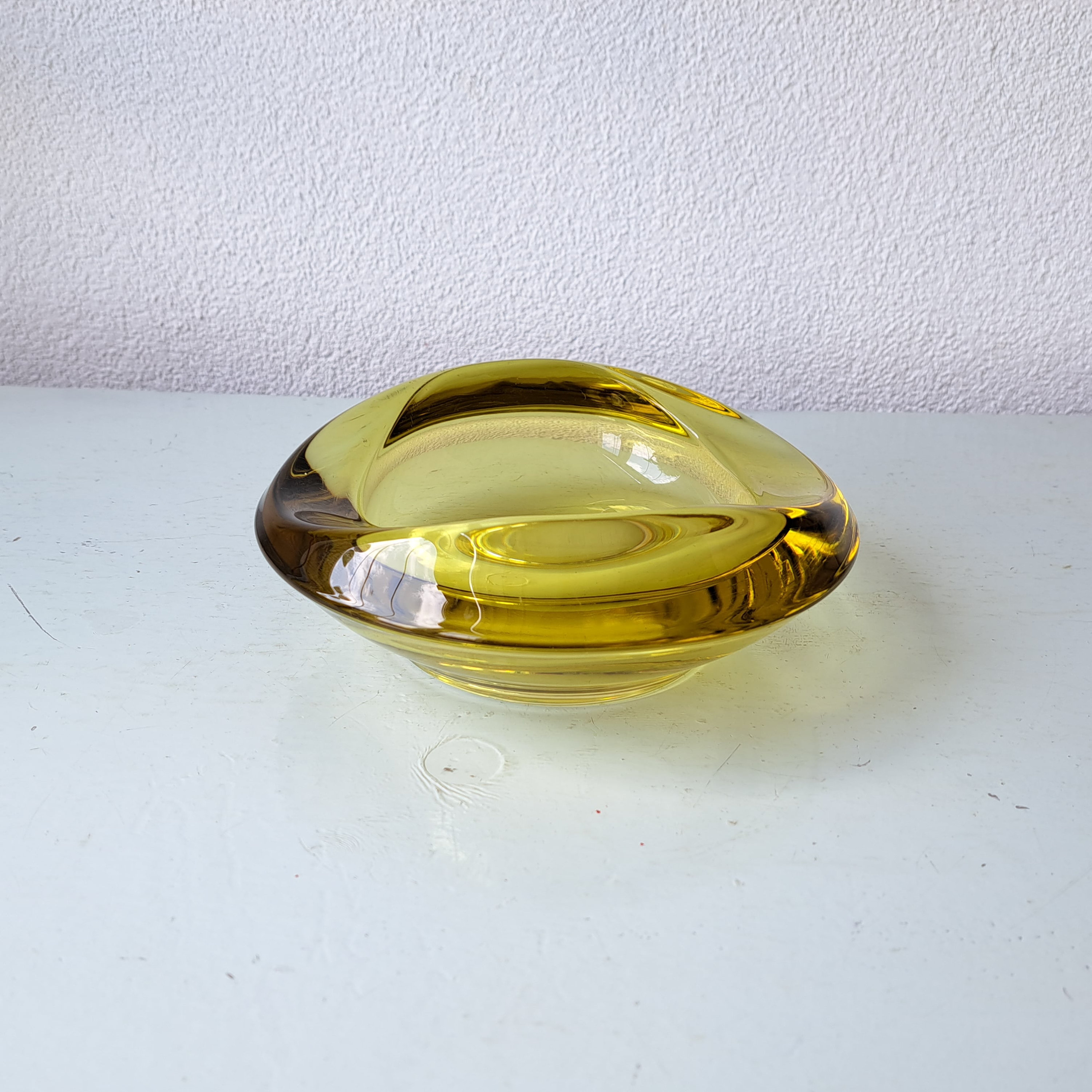 Vintage handmade glass ashtray, 1970s