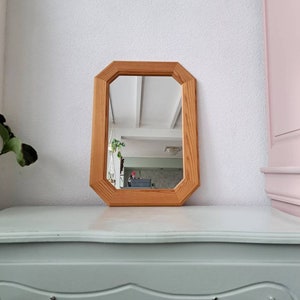 Miroir en bois vintage chêne blanc, années 80