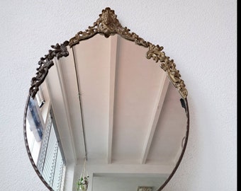 Art Deco style cast iron oval mirror, 1960s